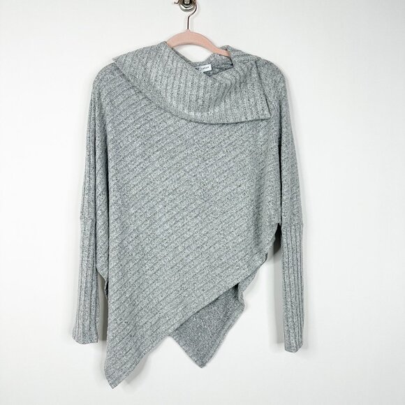 NWT White House Black Market Poncho XS/S Gray Snit Knit Cowl Neck Cozy #WHBM2 - Picture 2 of 9